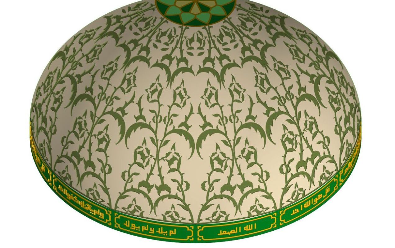 Gambar desain motif ornamen plafond kubah masjid di krian sidoarjo